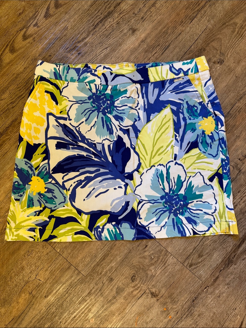 Rafaella Blue, Yellow & Green Floral Stretch Skort